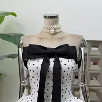 Women Sexy Strapless Backless Polka Dot Bow A Line Dress Party Birthday Evening Ball Gowns Nightclub Show Wear Fashion Vestido - Image 3