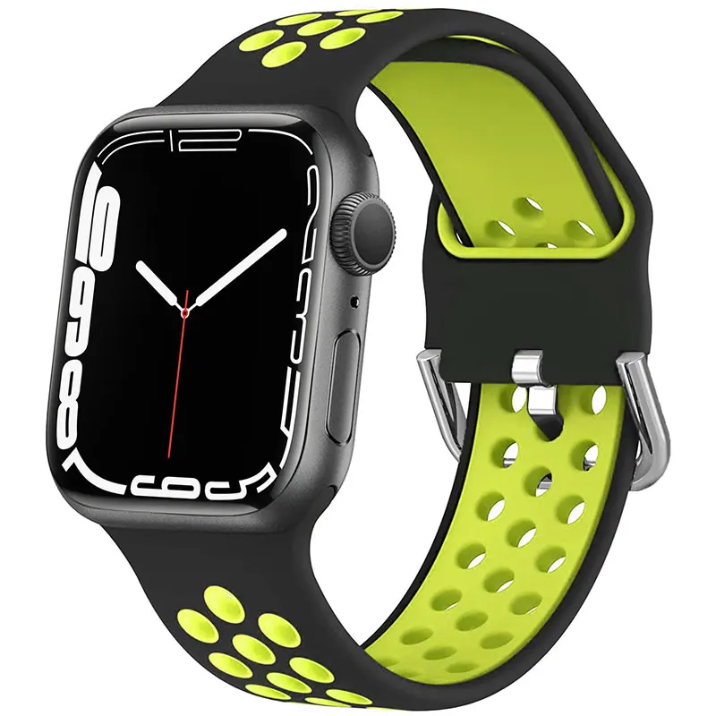 Спортивный ремешок для Apple Watch Band Ultra 2 49 мм 44 мм 45 мм 40 мм 46 мм 42 мм 41 мм Силиконовый браслет IWatch Series 10 9 8 SE 7 6 Bands