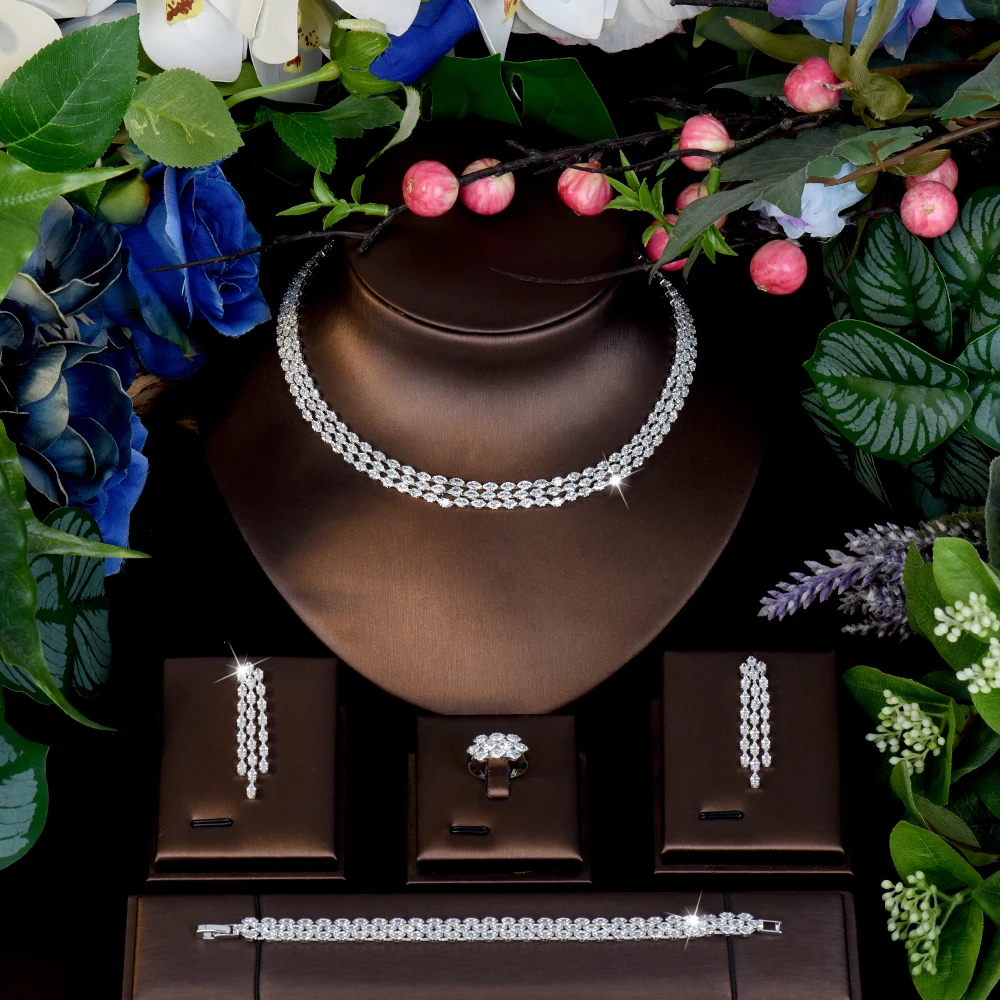 HIBRIDE High Quality Gorgeous Gentle Everyday Jewelry Necklace Earrings Bracelet Set Women's Clothing Wedding Holiday Gift S1113