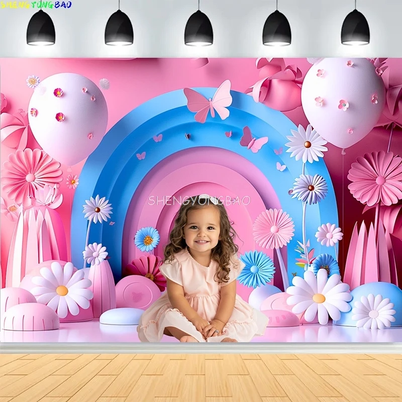 

Baby Shower Happy Birthday Party Photography Backdrops Newborn Kids Air Balloon Princess Tropical Jungle Photo Background BB-42