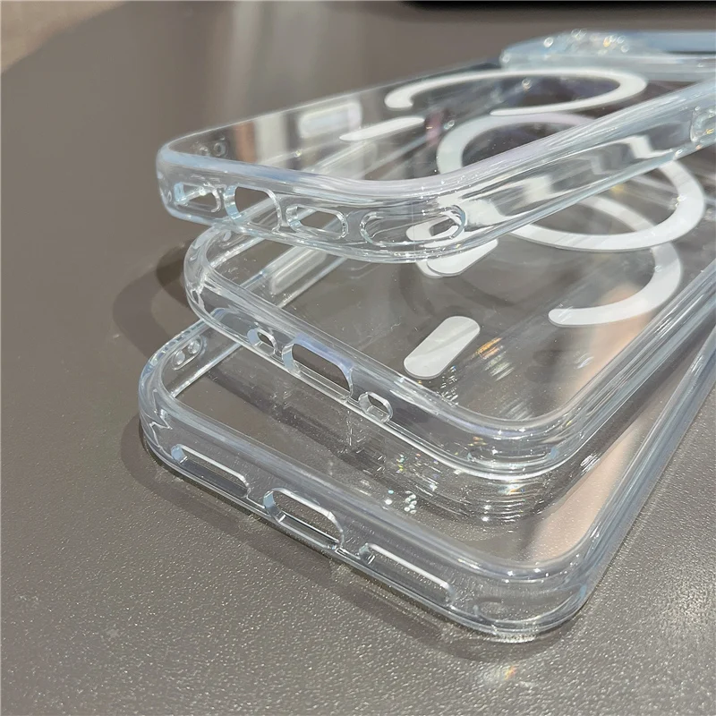 Funda magnética Original para Magsafe con carga inalámbrica para iPhone 17 Air 16 15 14Pro Max, botón de cámara táctil, cubierta transparente a prueba de golpes