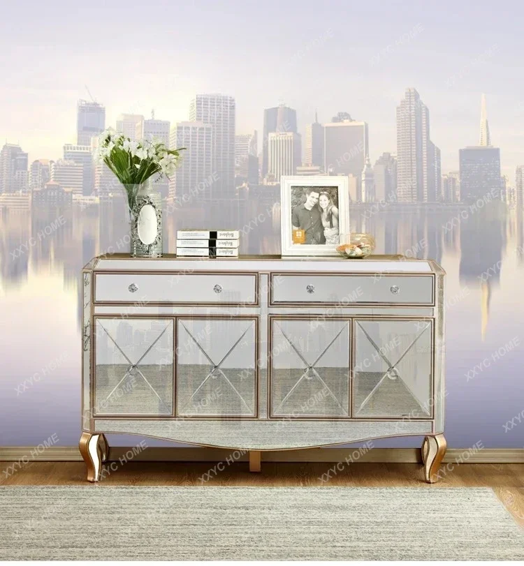 

Classical Mirror Sideboard Cabinet Living Room Entrance Entrance Foyer Curio Cabinet Paint Storage Cabinet