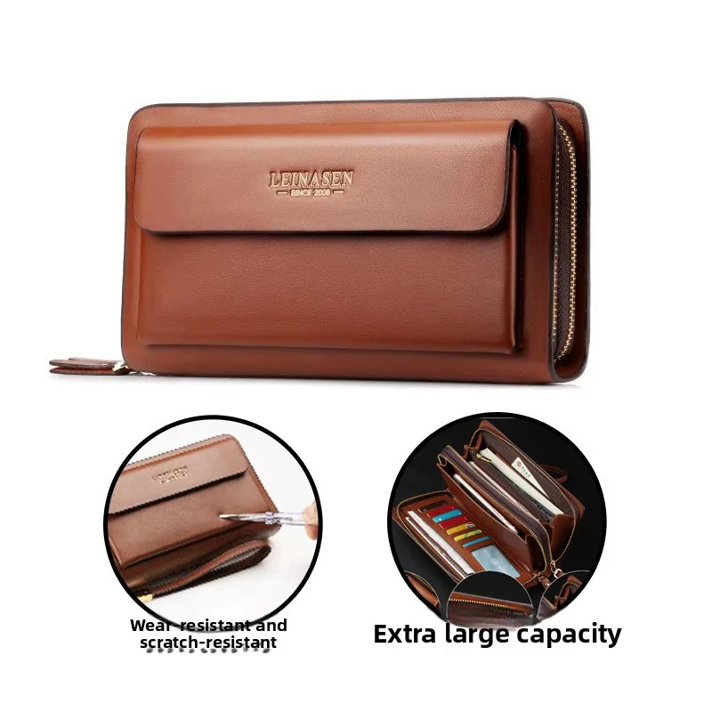 Stylish Men's PU Leather Wallet Handbag, Big Capacity, Perfect for Holding Mobile Phones, Great for Casual and Formal Occasions