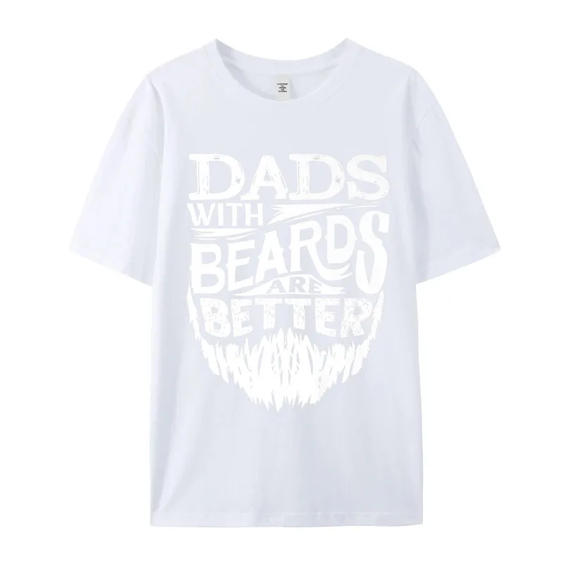 T-shirt manches courtes col rond homme, humoristique, famille, papas avec barbe sont meilleurs, tout coton, cadeau