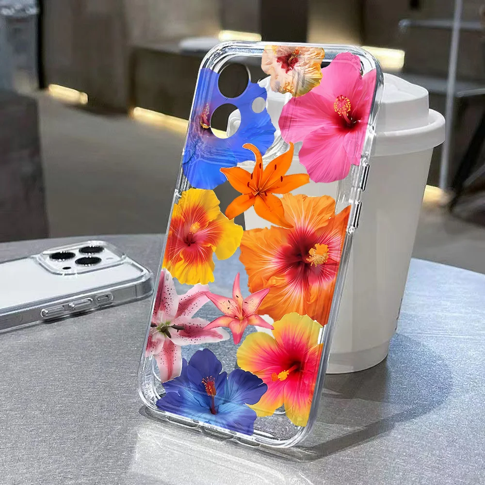 زهرة الزنبق الوردي آيفون 17 16 11 15 12 13 14 برو ماكس حافظة 17 الهواء 17 برو ماكس آيفون 11 آيفون 17 واضح الغطاء الخلفي الوفير فوندا