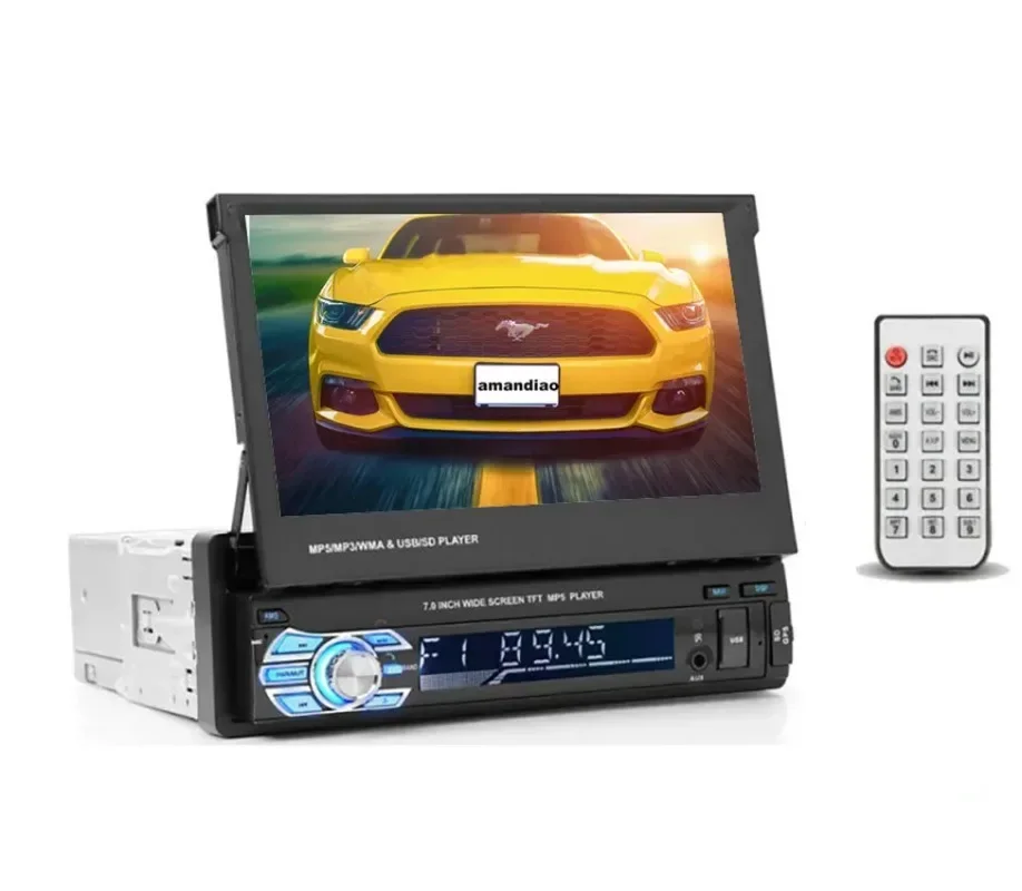 2026 New 7 Inch Flip Down Car Mp5 Player Detachable Touch Screen 1 Din Car Stereo Audio