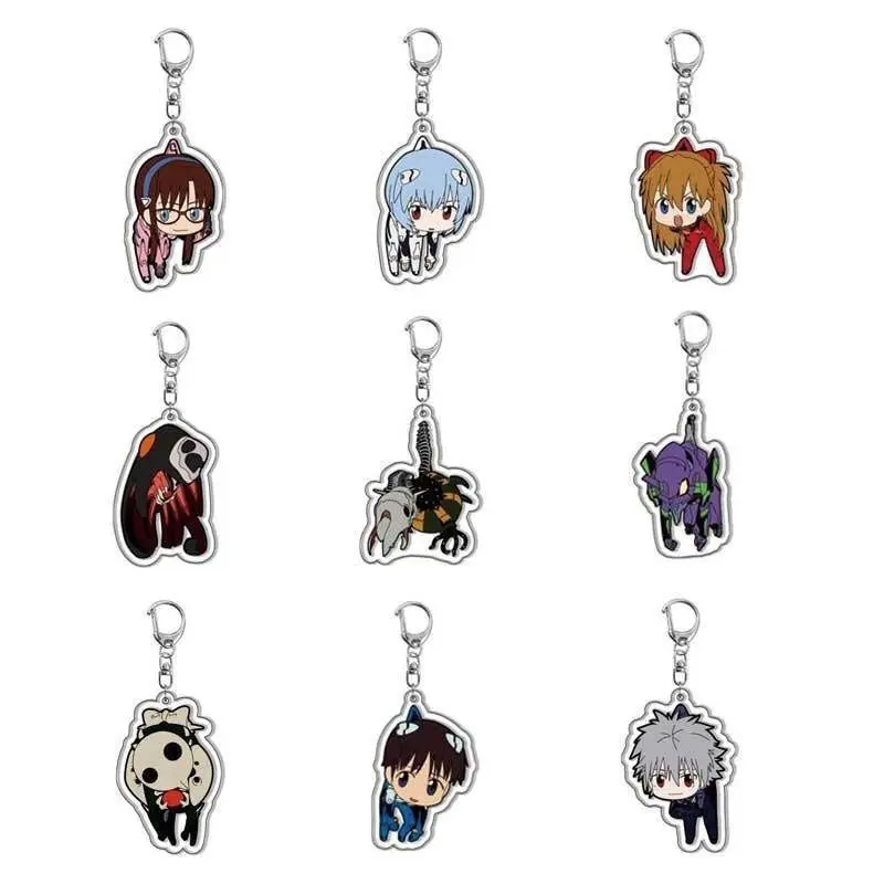 Cute Cartoon Neon Genesis Evangelion Rei Ayanami Shinji Ikari Asuka Acrylic Keychain Anime Merch Keychain Pendant for Bag Decor