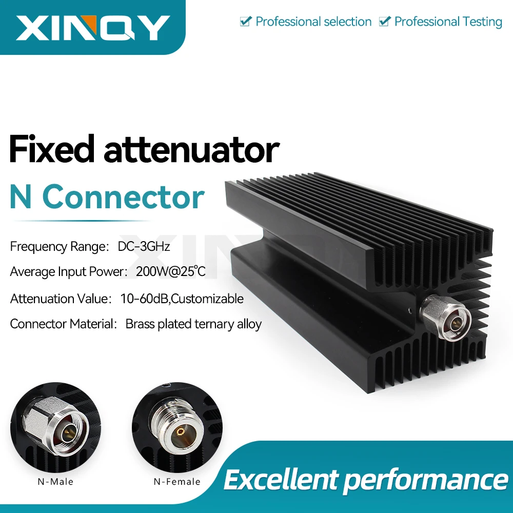XINQY 3G 200W High-Power Fixed Attenuator, N-Type Female, Fixed Power Attenuator, 10dB/15dB/20dB/30dB/40dB/50dB/60dB