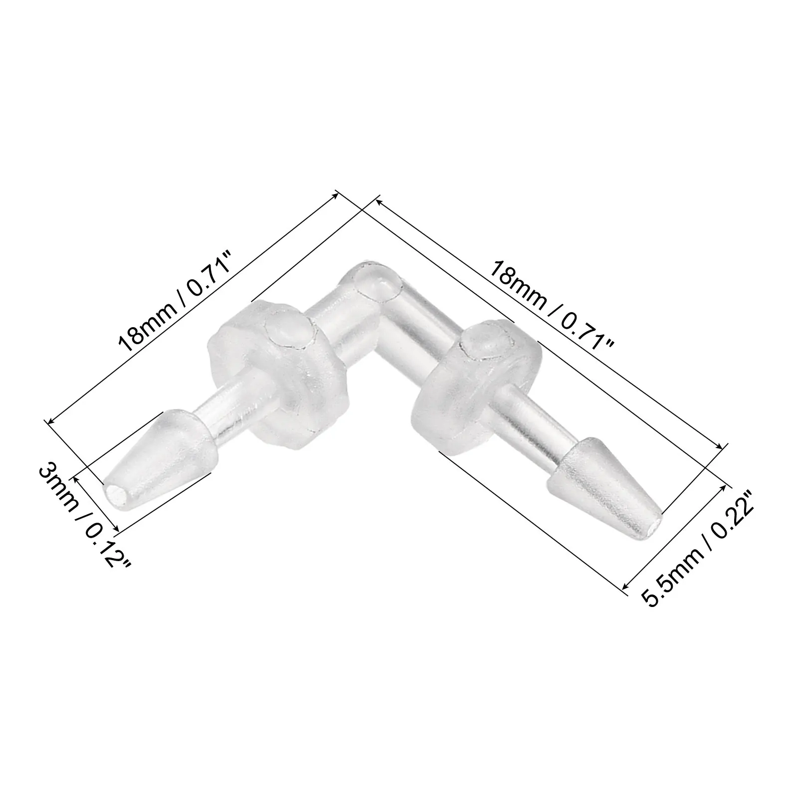 Uxcell 바브 호스 피팅, 가시 직경 3mm 플라스틱 엘보 커플러 퀵 커넥터 어댑터, 2 팩