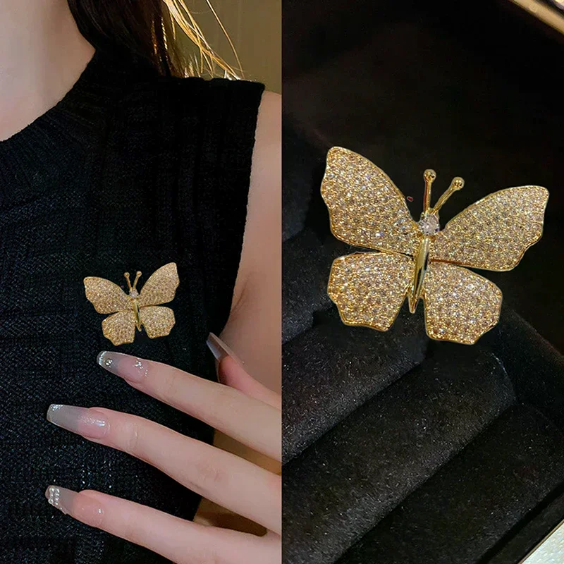 Fashion Rhinestone Butterfly Brooches Pins For Women Clothing Coat Weddings Jewelry Party Accessries Gifts