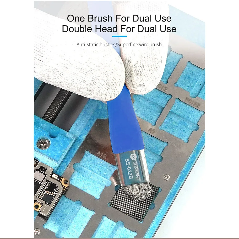ABZF -022B Safe Brush Anti-Static Motherboard PCB Cleaning Brush for Mobile Phone Repair Tools Kit Double Head Convenience