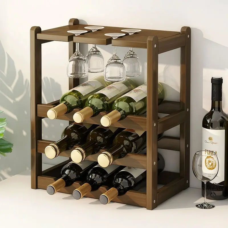 Wine rack Shelf Floor-to-ceiling wine cabinet  Display rack Household wine glass rack Small restaurant table
