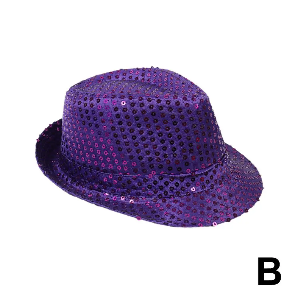 Sombrero de Jazz con lentejuelas brillantes para hombre y mujer, gorros de vaquero con purpurina, accesorio de juego de rol, espectáculo de baile, Hip Hop, cuentas brillantes para fiesta y actuación, L8G5