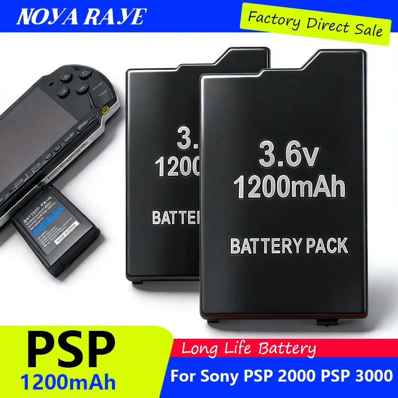 Batería NOYA RAYE PSP de 1200mAh y 3.6V para Sony PSP 2000 PSP 3000 PlayStation Portable, Baterías Recargables