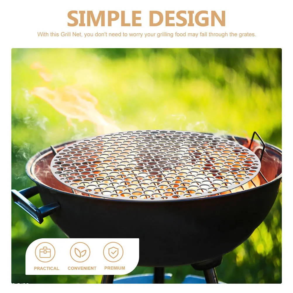 

Round Grill Grate Multi-Function Bbq Grilling Mesh Pad for Bacon Steaks Sausages Camping Picnic Barbecue Accessory Metal Grill