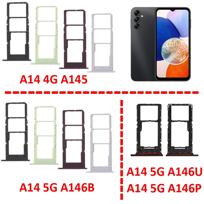 

Sim Card Tray For Samsung Galaxy A14 4G 5G A145 A146 A146U Phone Chip Slot Adapter Holder