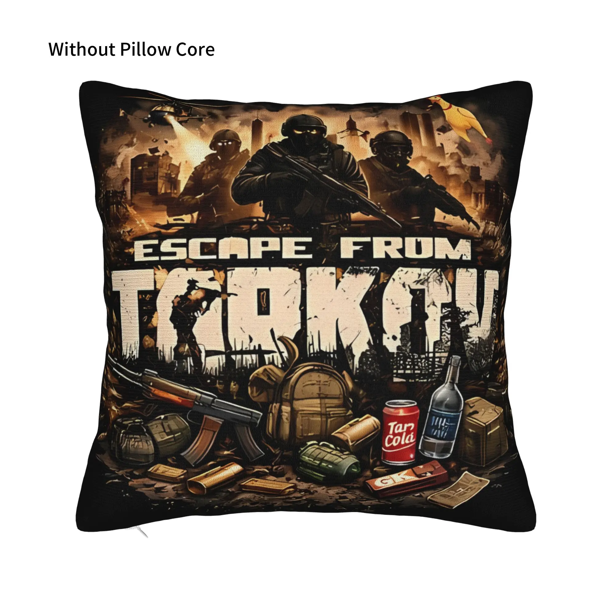 Escape From Tarkov Logo Winter Holiday Farmhouse Home Deco Escape From Tarkov Pillow Cover Zipper Closure