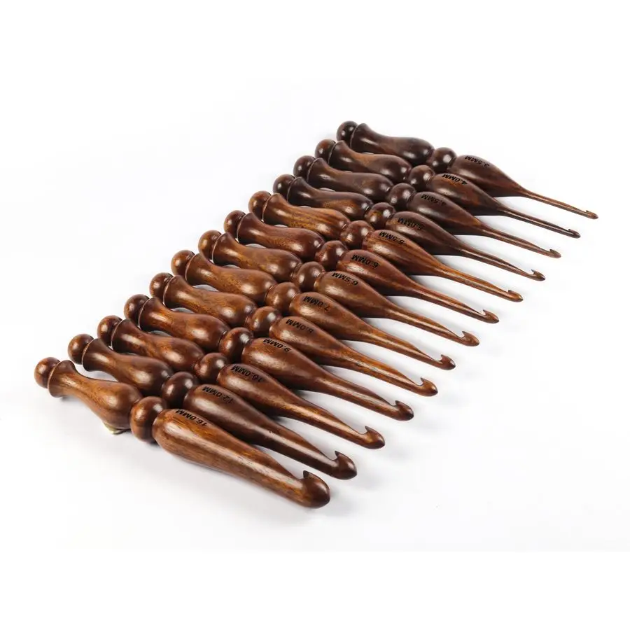 

Деревянные крючки премиум-класса для вязания крючком, набор крючков для вязания и вязания вязальных спиц из палисандра 4