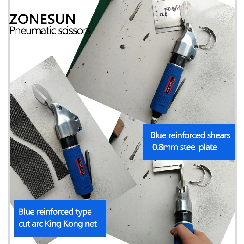 ZONESUN Pneumatic Air Cutters Scissors Shear Cutting Metal Iron Sheet  Sieve Mesh Air Cutting Shearing Accessory Tools Sets view 6