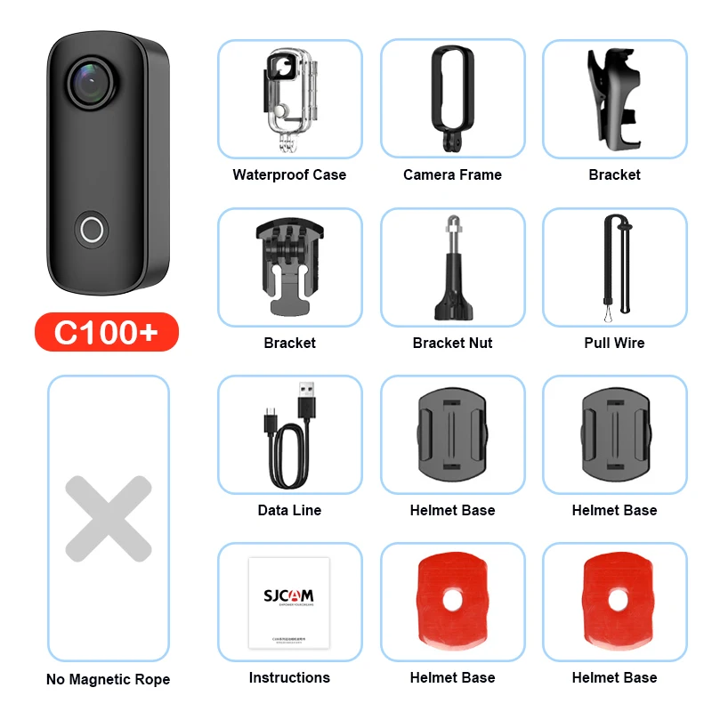 SJCAM C100 Plus Action Cam 4K Elektronische Bildstabilisierung 2,4G WiFi 30M Wasserdicht Mit Gehäuse Sport Kamera Schwarz Weiß 6
