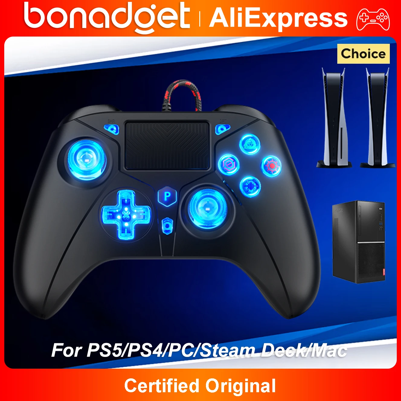 

Геймпад для консоли PS5/P4, ПК/Steam Deck/Mac, игровые контроллеры, турбо-кабель с двойной вибрацией, 2 м, проводной контроллер, игровые аксессуары