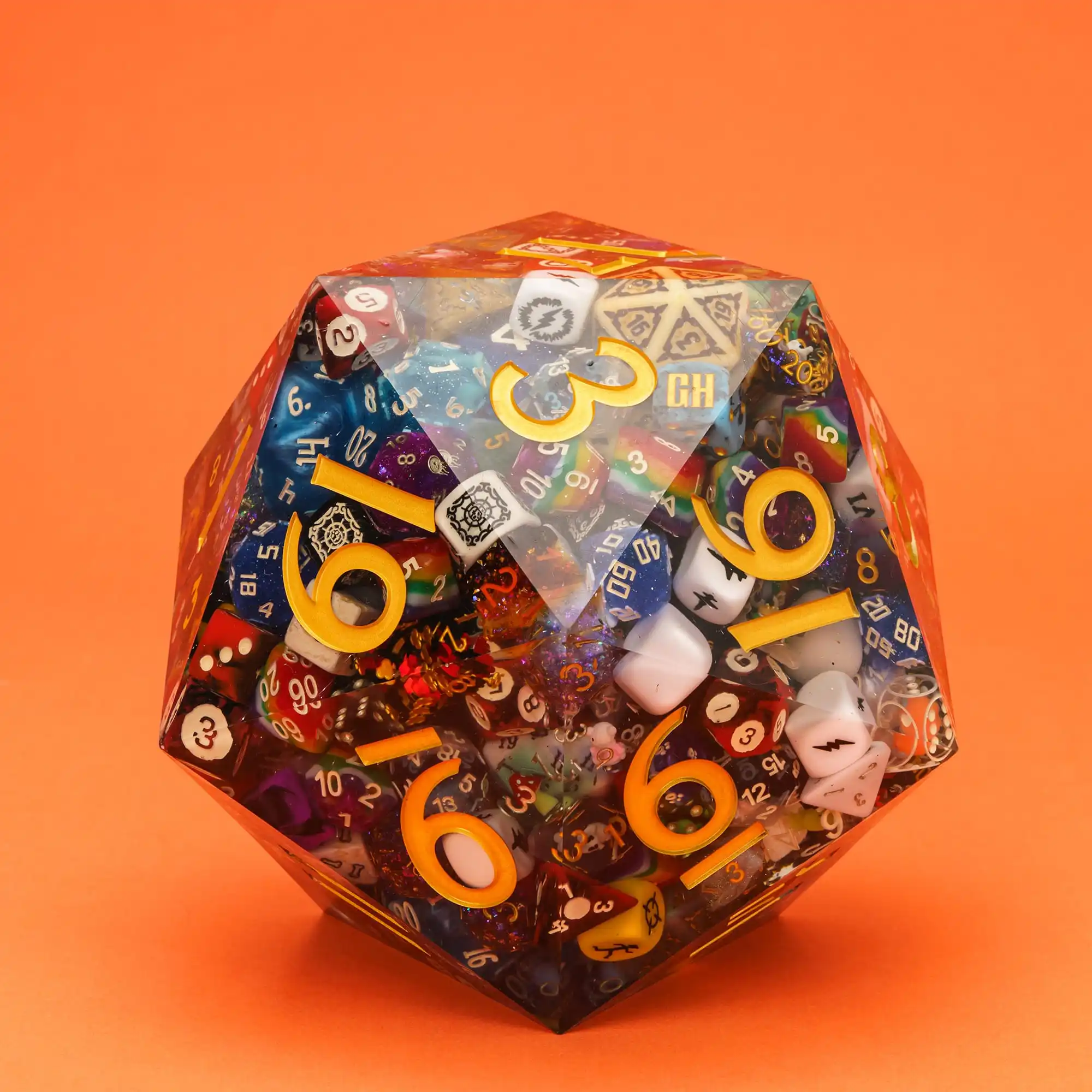 Cusdie 160mm Large Size D20 Dice, 20 Sided Resin Sharp Edges Dice, Single Polyhedral Dice, for Collection Board Game Lover Gift