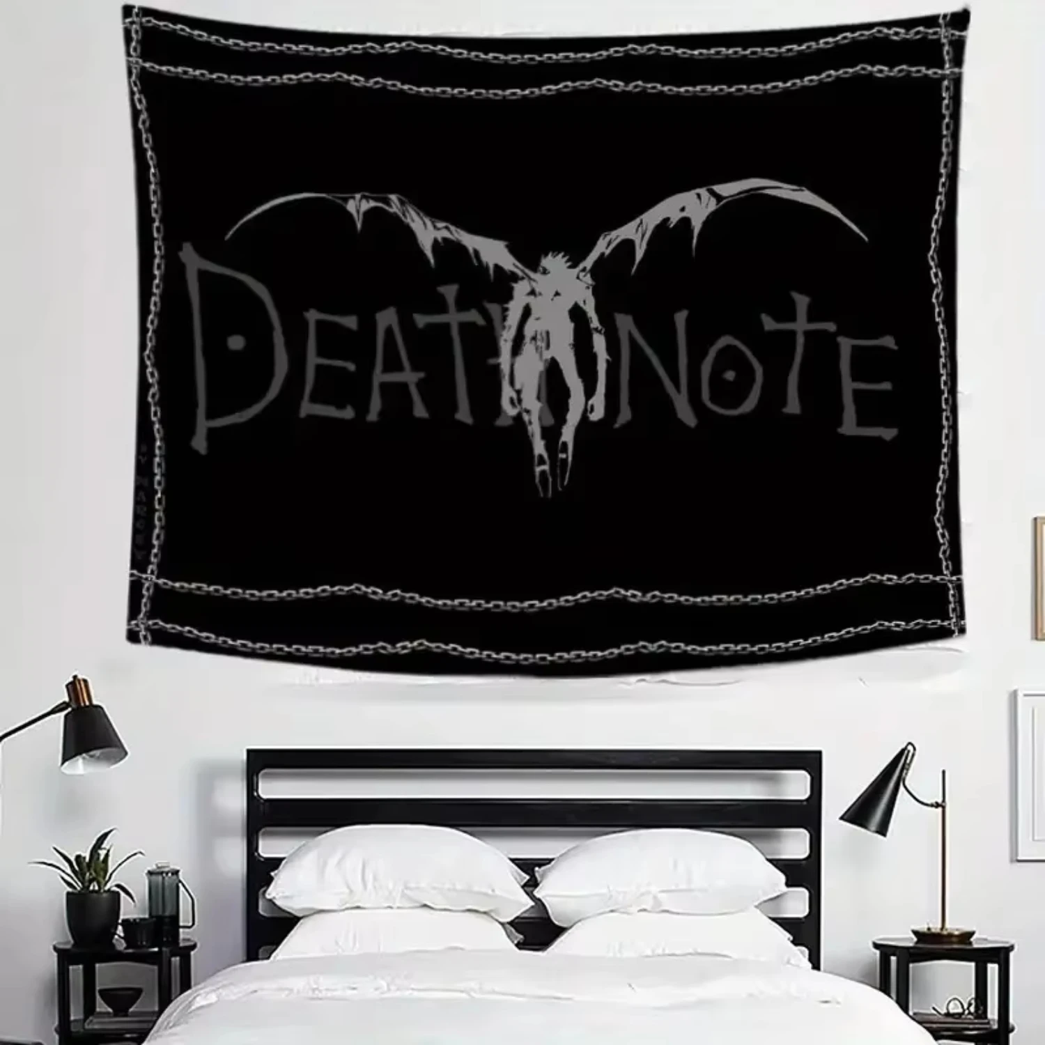 Vikama Bold Fandom Art Tapestry Death Note Pattern Wall Banner Perfect For Elevating Cozy And Enthusiastic Spaces