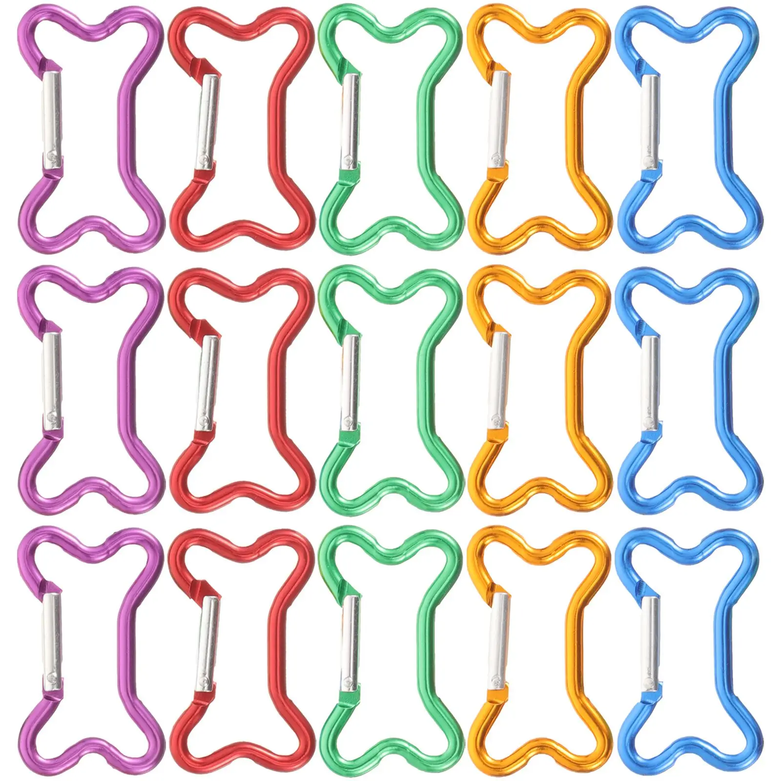 

20pcs Bone Shaped Carabiner Clips Small Dome Heavy Duty Aluminum Keyring Climbing Hook Multi Functional Camping Hiking