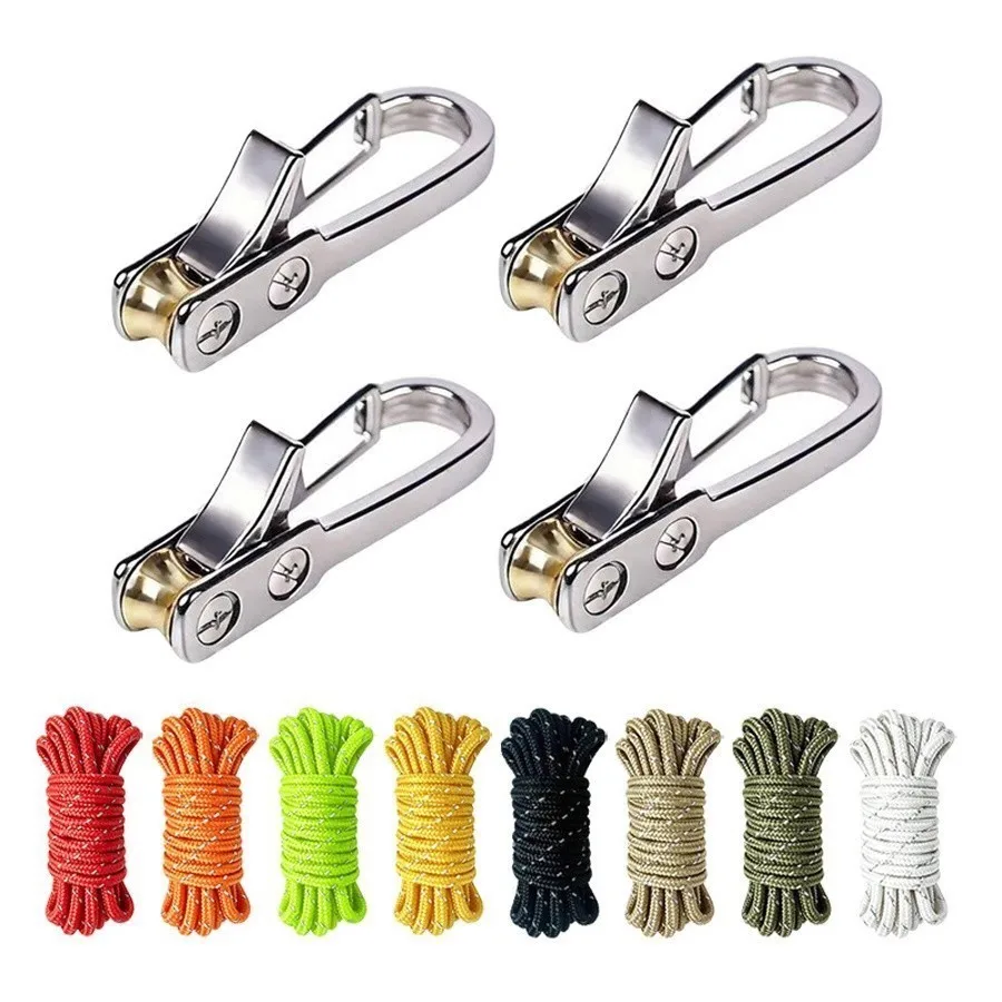 Rope Tensioner Clip Reflective Guyline Rope Quick Lock Cord Tightener Carabiner for Camping Tent Tarp Awning Hammock Outdoor