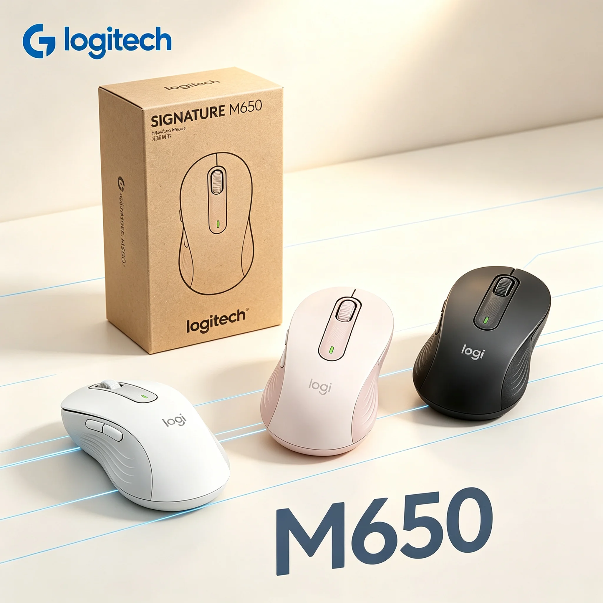 High‑Comfort Logitech M650 Wireless Office Mouse Anti‑Fatigue Ergonomic Design Up To 24 Months Battery Life Multi‑Device Mice Fo