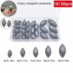 Set of 30/10 egg sinkers with storage box, oval lead sinkers, suitable for salt water fresh water