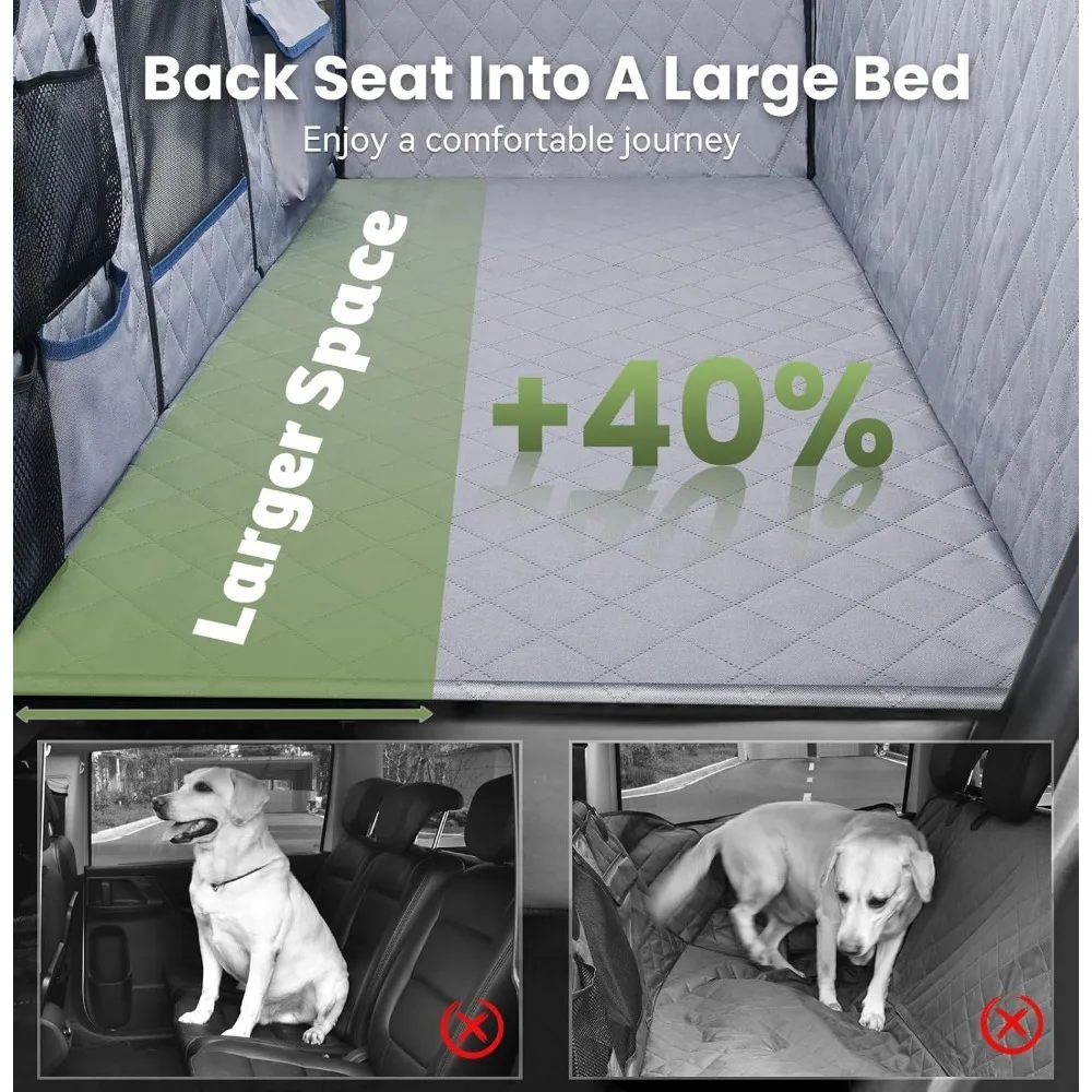 Back Seat Extender for Dogs, Dog Car Seat Cover, Hard Bottom, Back Seat Protector, Removable and Washable Hammock