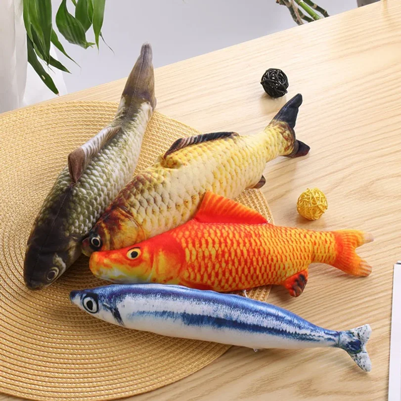 

Hot sale of cat-teasing toys simulation fish tear-teasing cat chew plush toys fish cat supplies Pet supplies