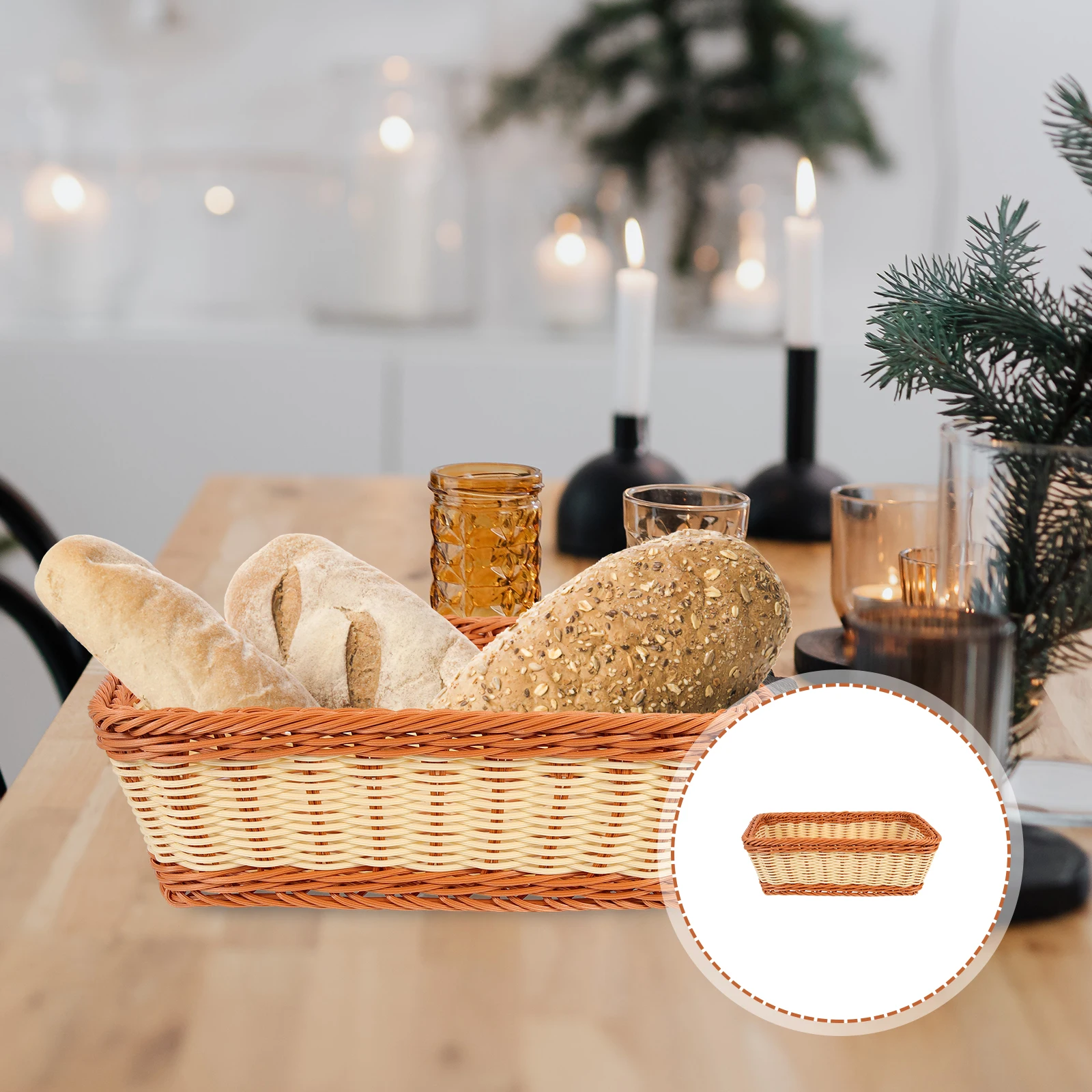 

Creative Imitation Rattan Woven Bread Basket Practical Household Storage Solution For Kitchen Tabletop And Living Room