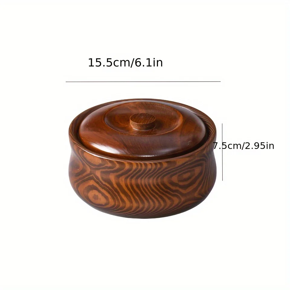 Tibetan Solid Wood Covered Bowl for Tsampa Sugar Butter Storage Home Use