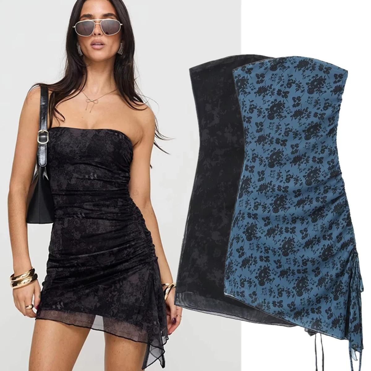 

Withered Fashion Blogger Retro Chest Dress Women Wrapped Mini Dress High Street Ins Sexy Sheath Slim Fit Party Summer