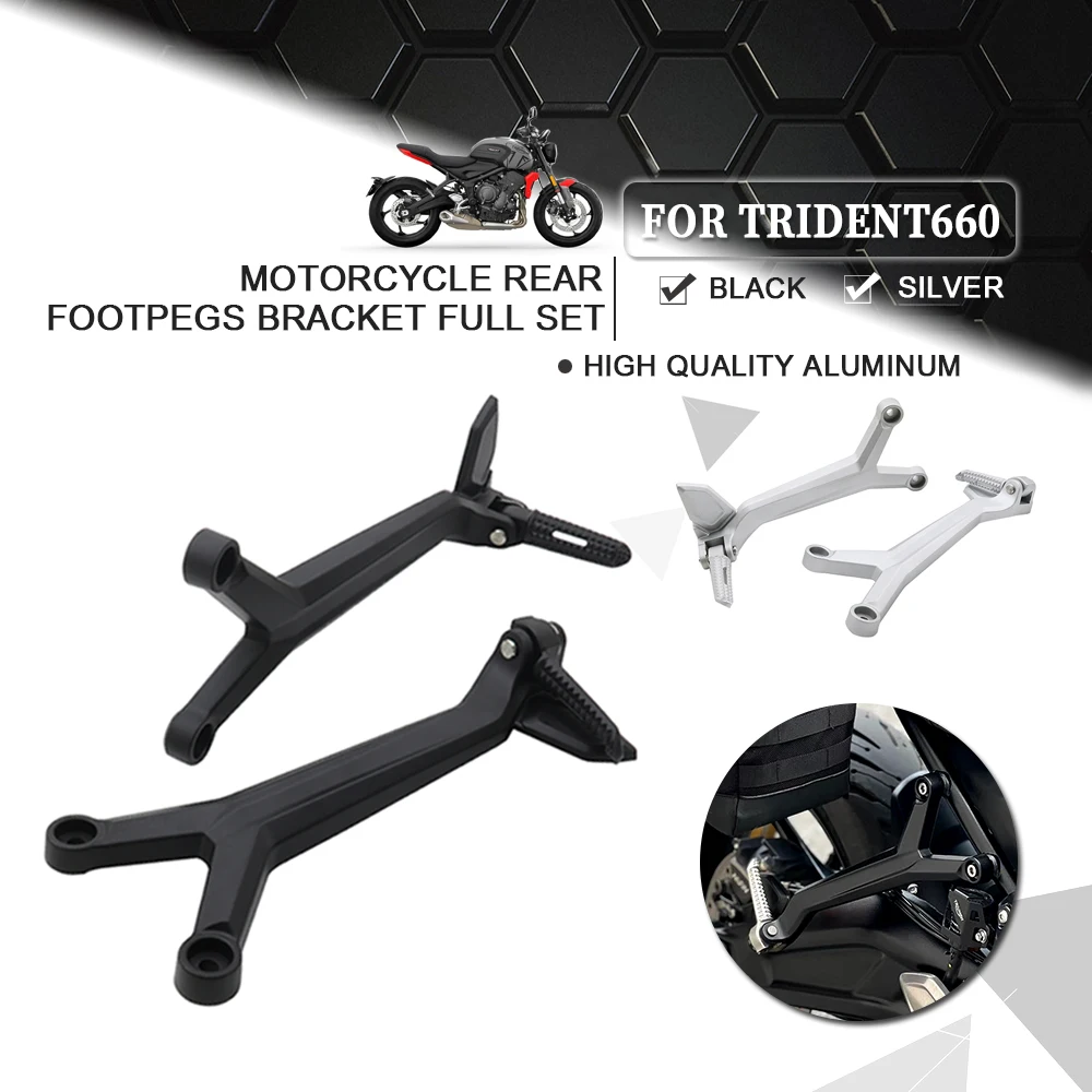 For TRIDENT660 Trident 660 2021-2025 Motorcycle Rear Footpegs Kit Foot Rest Bracket Full Set 2021 2022 2023 2024 2025