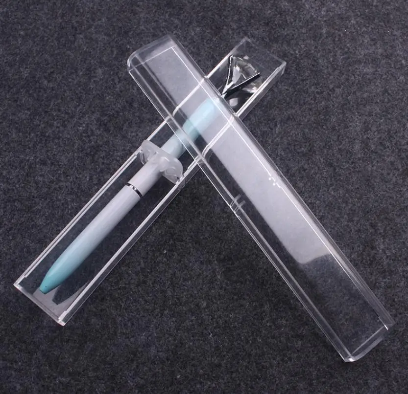 Plastic Clear Ballpoint Pen Gift Box Pencil Boxes Empty Bulk Case Collection Set for Business School