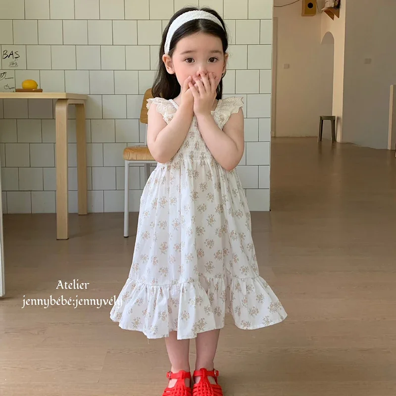 2025 New Summer Baby Girl Clothing Sister Clothing Baby Girl Party Dress Sleeveless Cotton Print Kids Princess Dresses
