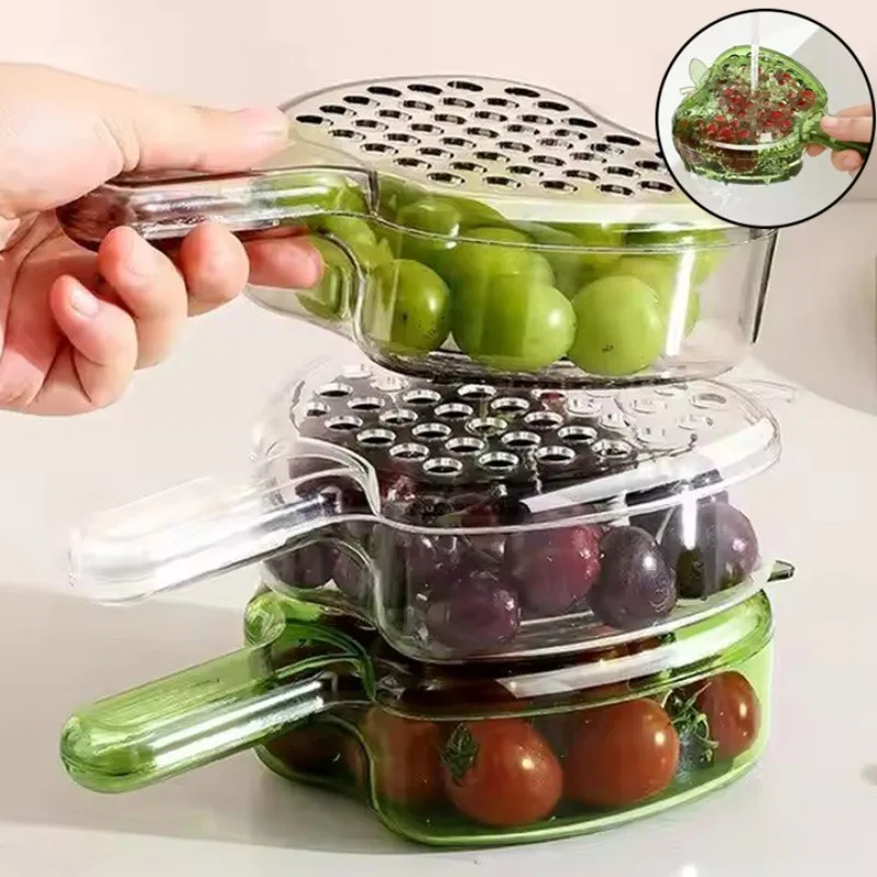 Mini Drain Basket Fruit Plate Multifunctional Vegetable Washing Basin Fruit Blueberry Washing Basket Household Kitchen Gadgets