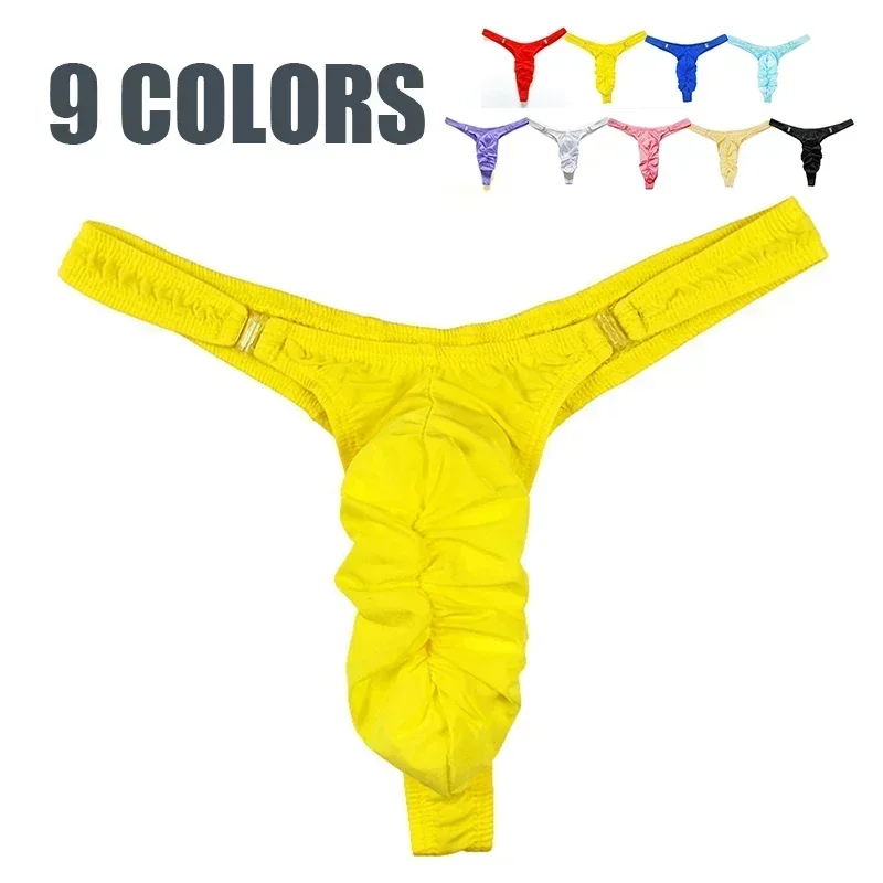 Men Fashion Sexy G-strings Briefs Underwear Elastic Waist T-back Breathable Panties Thong With Buckle Underpants