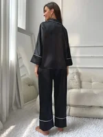 Women's Pajama Set Sleepwear Suit Loungewear Pj Set Satin Long Sleeve Tops With Pants 2 Pieces Pjs Pajamas for Women Pyjama - Image 2