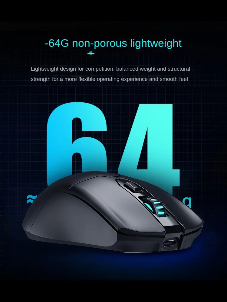 Thunderobot ML602 Tri-mode Lightweight Gaming Mouse PAW3395 Wireless Bluetooth Optical Adjustable 26000DPl Ergonomic Both Hand