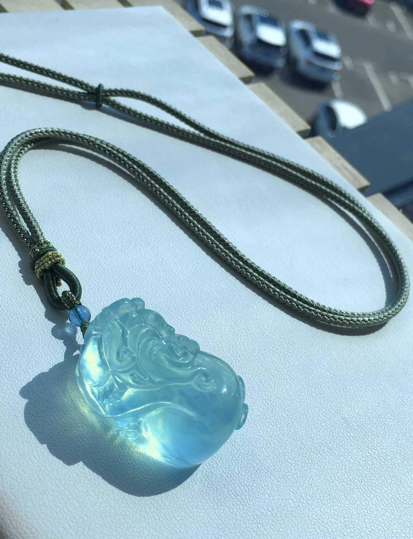 

Natural Ocean Aquamarine Pendant Necklace Pixiu/Piyao For Women Men Crystal Energy Gemstone 30mm Beads Stone Rope Chains AAAAA