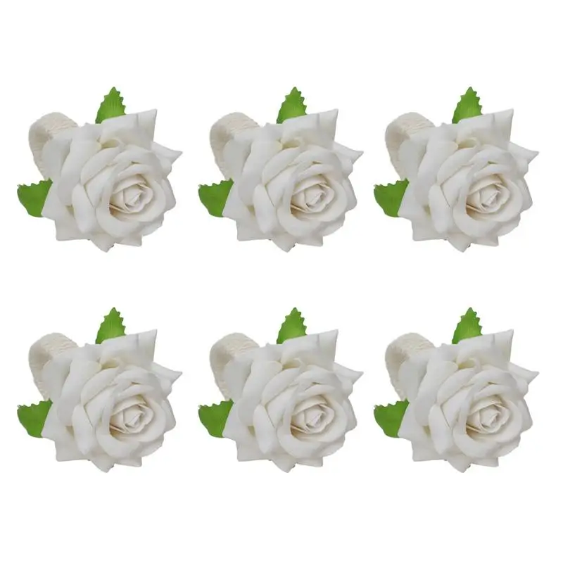 

Flower Napkin Rings Floral Buckle Romantic Rose Napkin Holder Table Decor 6pcs Tissue Ring Banquet Dinner Party Birthday Home