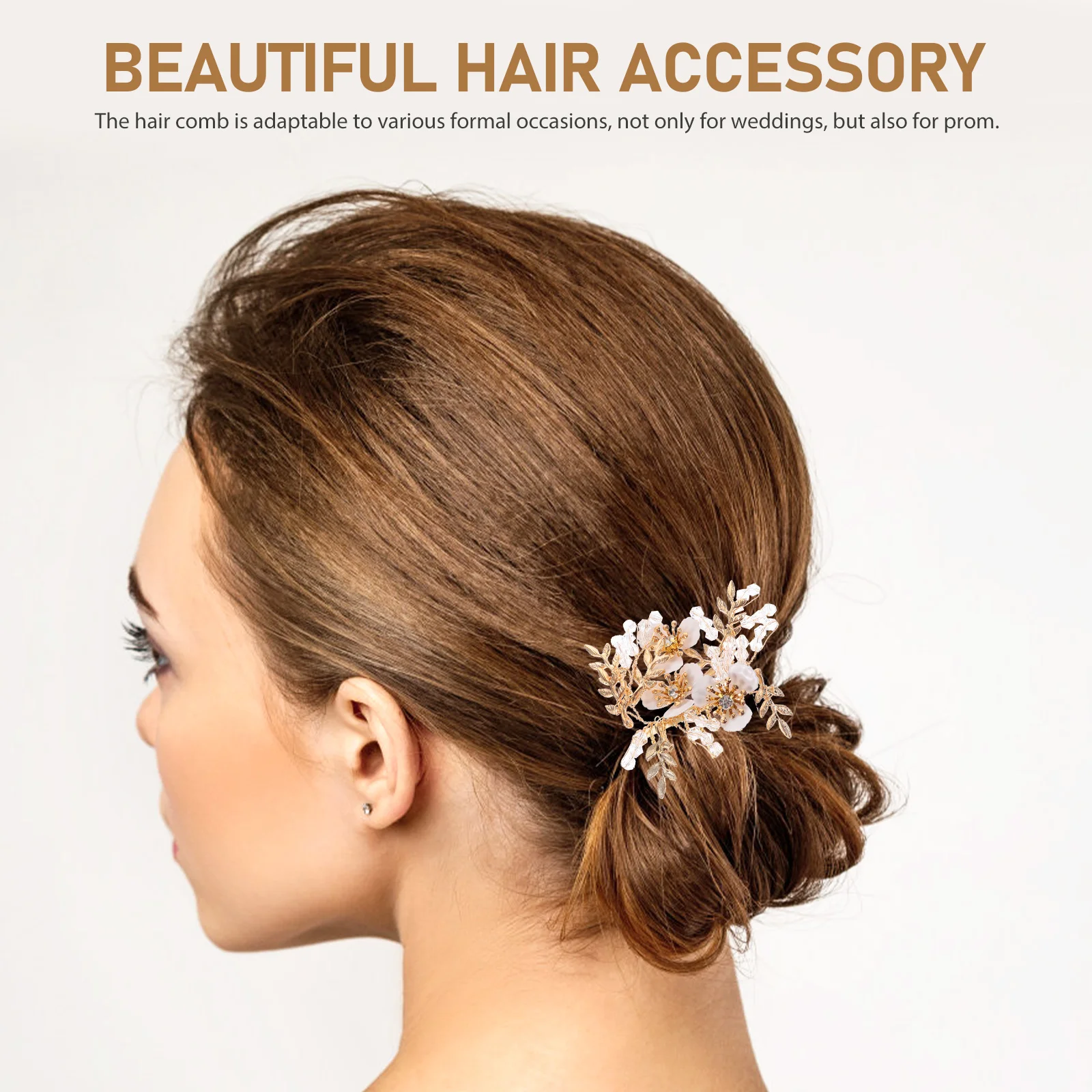 

Golden Flower Hair Combs Decorative Styling Wedding Bridal Accessories Rhinestone For Women Elegant Headpieces Prom