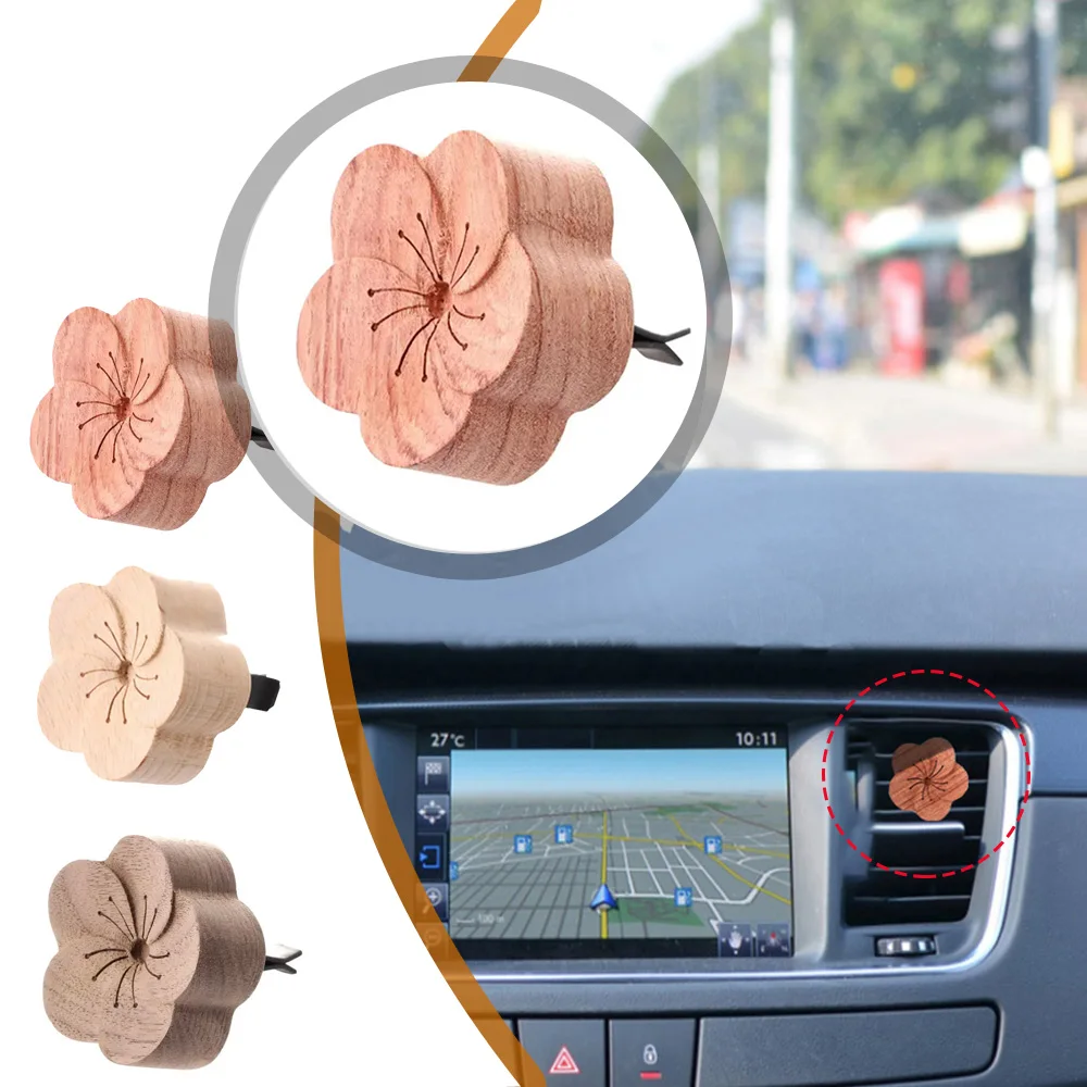 

1Pc Car Flower Shape Wooden Aroma Clip Car Air Freshener Conditioning Vent Clip Car Interior Styling Decoration Accessory