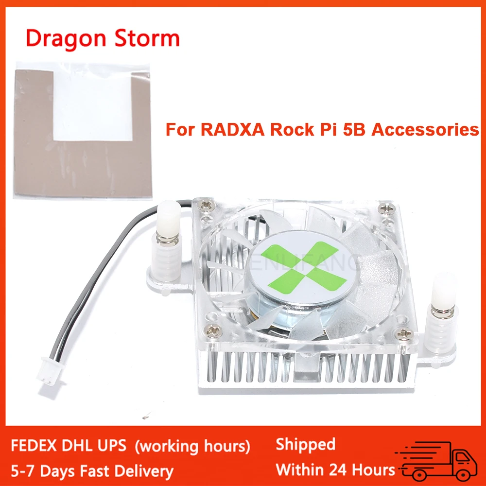 New Heatsink 4012 For RADXA Rock Pi 5B Accessories 2-Wire Aluminum Cooling Fan