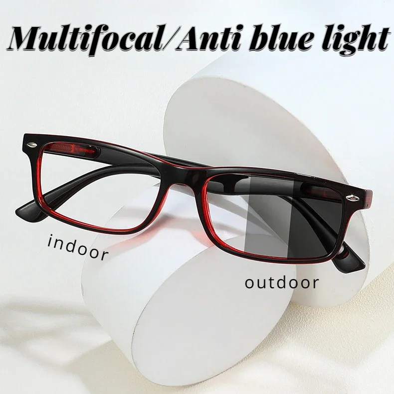 Photochrome/Multifokale Presbyopie-Brille, Anti-Blaulicht-Lesebrille, intelligenter Zoom, 1,0 bis 4,0 Computerbrille