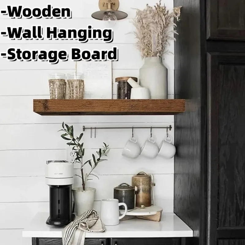 

ZEXEF 1PC Home Wall Storage Rack Wall Mounted Solid Wood Floating Debris Organization and Storage Straight Line Partition Wooden